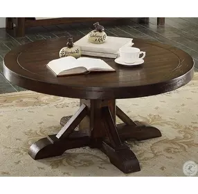 Gettysburg Heavy Distressed Dark Round Cocktail Table