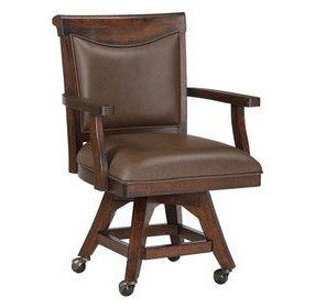 Gettysburg Dark Distressed Swivel Game Chair with Casters