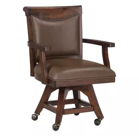 Gettysburg Dark Distressed Swivel Game Chair with Casters