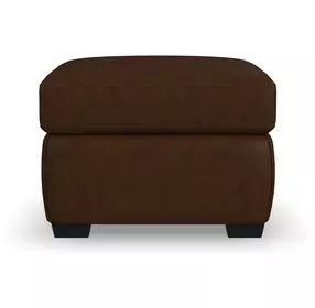 Hudson Dark Brown Leather Upholstered Rectangular Ottoman