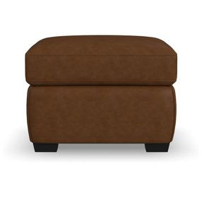 Hudson Brown Leather Upholstered Rectangular Ottoman