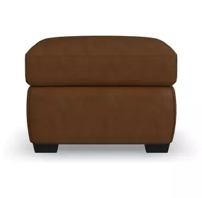 Hudson Brown Leather Upholstered Rectangular Ottoman