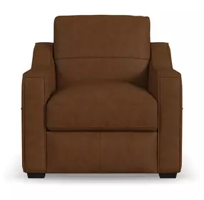Hudson Brown Leather Upholstered Accent Chair