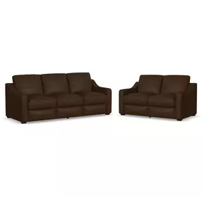 Hudson Dark Brown Leather Living Room Set