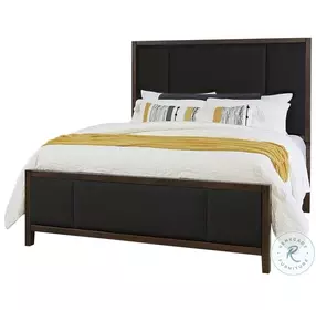 Ben And Erin Napier Dark Cherry And Black Upholstered King Panel Bed
