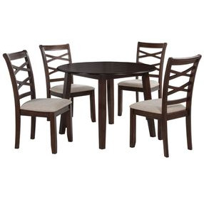 Barton Dark Brown and Light Tan Upholstered 5 Piece Drop Leaf Dining Set