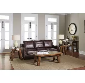 Cannon Valley Distressed Medium Brown Trestle Occasional Table Set