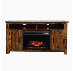 Cannon Valley Distressed Brown 60" TV Stand with Electric Fireplace
