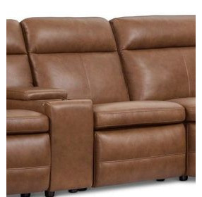 Dutch Cortado Brown Leather Armless Chair with Drop Down Console