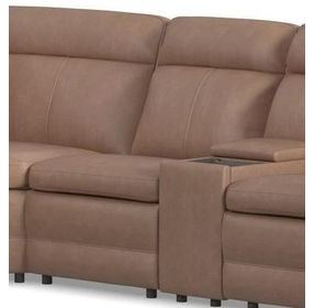 Dutch Desert Tan Leather Armless Chair with Drop Down Console