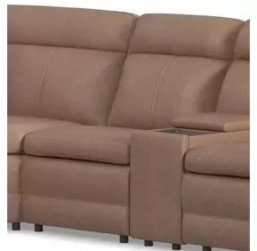 Dutch Desert Tan Leather Armless Chair with Drop Down Console