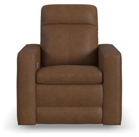 Dutch Cortado Brown Leather Zero Gravity Swivel Gliding Power Recliner with USB Charging and Heat Massage