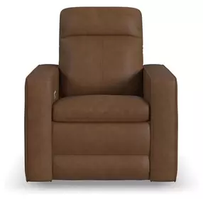 Dutch Cortado Brown Leather Zero Gravity Swivel Gliding Power Recliner with USB Charging and Heat Massage