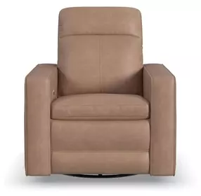 Dutch Desert Tan Leather Zero Gravity Swivel Gliding Power Recliner with USB Charging and Heat Massage