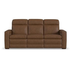 Dutch Cortado Brown Leather 91" Zero Gravity Power Reclining Sofa with Power Lumbar and USB Charging