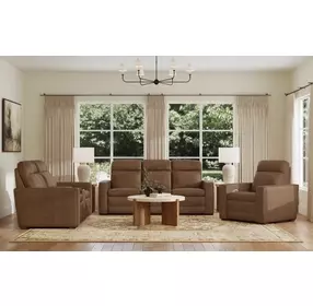 Dutch Cortado Brown Leather Zero Gravity Power Reclining Living Room Set