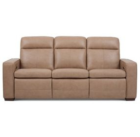 Dutch Desert Tan Leather 91" Zero Gravity Power Reclining Sofa with Power Lumbar and USB Charging