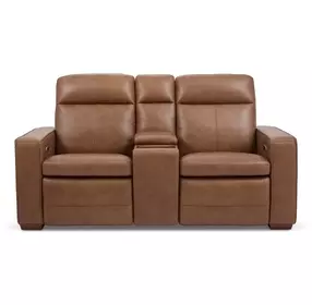 Dutch Cortado Brown Leather 78" Zero Gravity Power Reclining Loveseat with Console and USB Charging