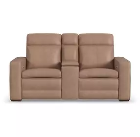 Dutch Desert Tan Leather 78" Zero Gravity Power Reclining Loveseat with Console and USB Charging
