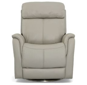 View Beige Leather Swivel Power Recliner With Power Headrest And Lumbar
