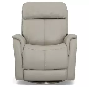 View Beige Leather Swivel Power Recliner With Power Headrest And Lumbar