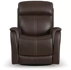 View Dark Blue Leather Swivel Power Recliner with Power Lumbar and USB Charging