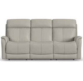 View Dove Power Reclining 85" Sofa With Power Headrest And Lumbar