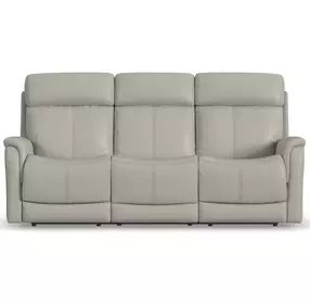View Dove Power Reclining 85" Sofa With Power Headrest And Lumbar