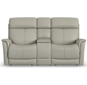 View Dove Power Reclining 74" Loveseat With Power Headrest And Lumbar