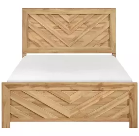 Corbin Natural Eastern King Panel Bed with Chevron Pattern