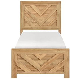 Corbin Natural Twin Panel Bed with Chevron Pattern
