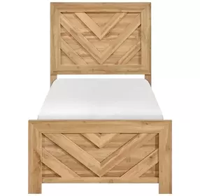 Corbin Natural Twin Panel Bed with Chevron Pattern