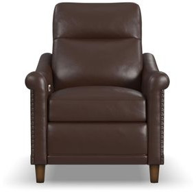 Elizabeth Brunette Brown Leather Power Recliner with Nailhead Trim and USB Charging