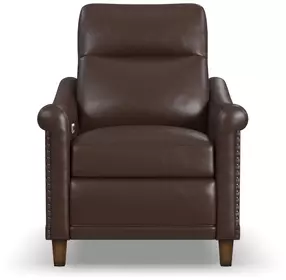 Elizabeth Brunette Brown Leather Power Recliner with Nailhead Trim and USB Charging