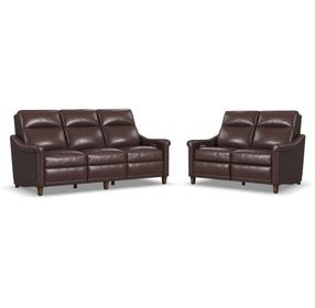 Elizabeth Brunette Brown Leather Power Reclining Living Room Set