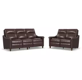 Elizabeth Brunette Brown Leather Power Reclining Living Room Set