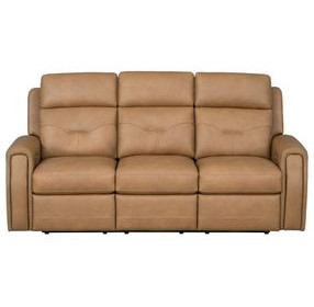 Felix Brown Leather 86" Zero Gravity Triple Power Reclining Sofa with USB Charging and Heat Massage