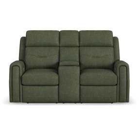 Felix Green Leather 74" Zero Gravity Triple Power Reclining Loveseat with USB Charging and Heat Massage