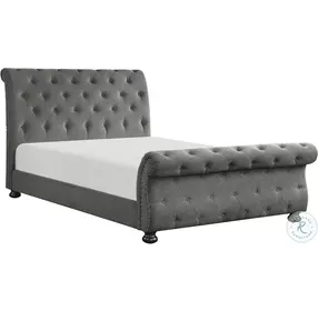 Crofton Dark Gray King Upholstered Poster Bed