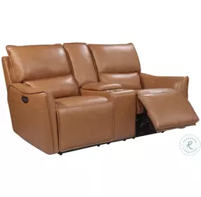 Portland Leather Dual 60" Power Reclining Console Loveseat