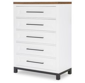 Dutton Natural White and Toasted Coconut 5 Drawer Chest