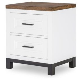 Dutton Natural White and Toasted Coconut 2 Drawer Nightstand with USB Charging