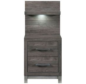 Zephyr Natural 2 Drawer Nightstand with Wall Panel