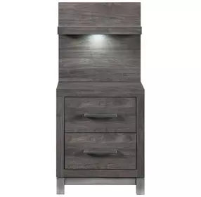 Zephyr Natural 2 Drawer Nightstand with Wall Panel