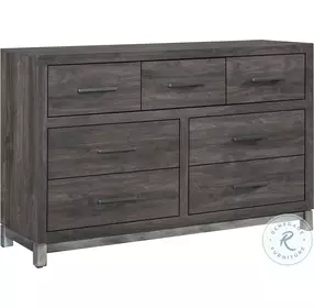 Zephyr Brownish Gray And Antique Silver 7 Drawer Dresser