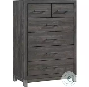 Zephyr Brownish Gray And Antique Silver 6 Drawer Chest