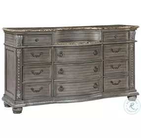 Arlington Gray Marble Top and Insert 11 Drawer Dresser