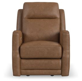 Maxwell Cedar Brown Leather Power Gliding Recliner with USB Charging and Nailhead Trim