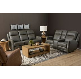 Maxwell Cinder Gray Leather Zero Gravity Triple Power Reclining Living Room Set