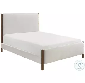 Julian Caramel Oak King Upholstered Platform Bed